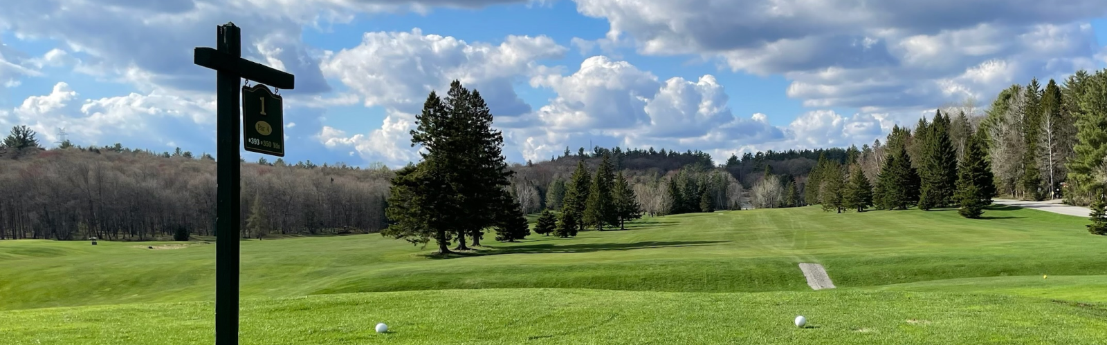 Golf course with a beautiful sunset